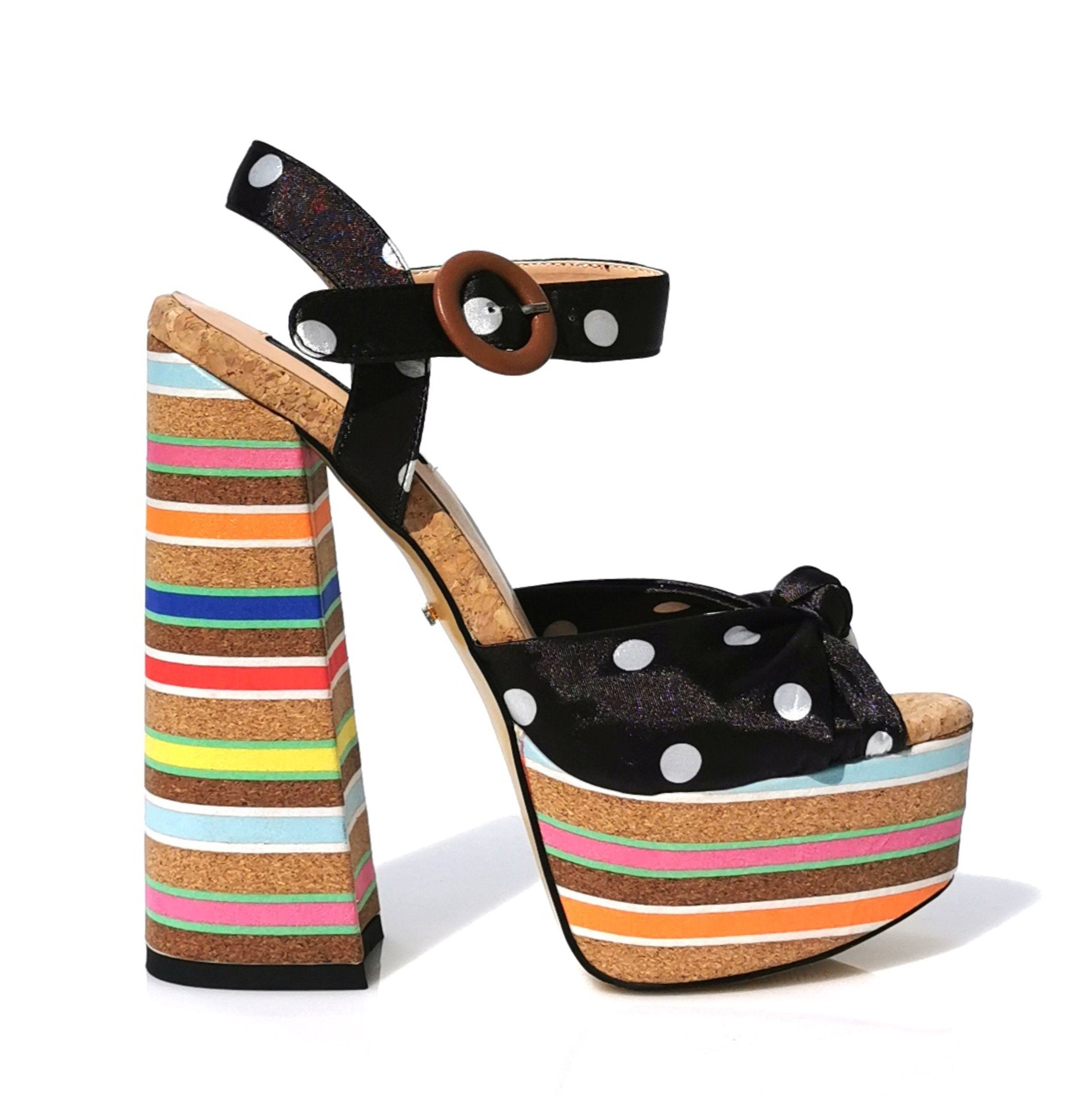 Zerra rainbow cork satin platform sandals | RNB