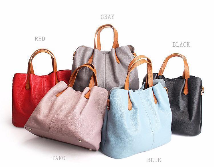 2 In 1 Leather Shopper Tote Bag